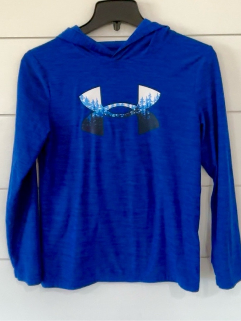 Under Armour Boys' Royal Blue Hooded Long Sleeve Shirt with Logo